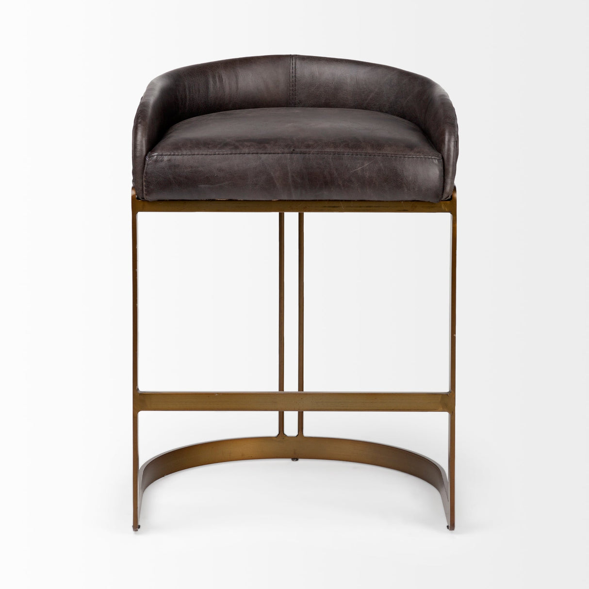 Hollyfield II Black Leather Seat Gold Metal Base Counter Stool by Mercana at Eve Furniture