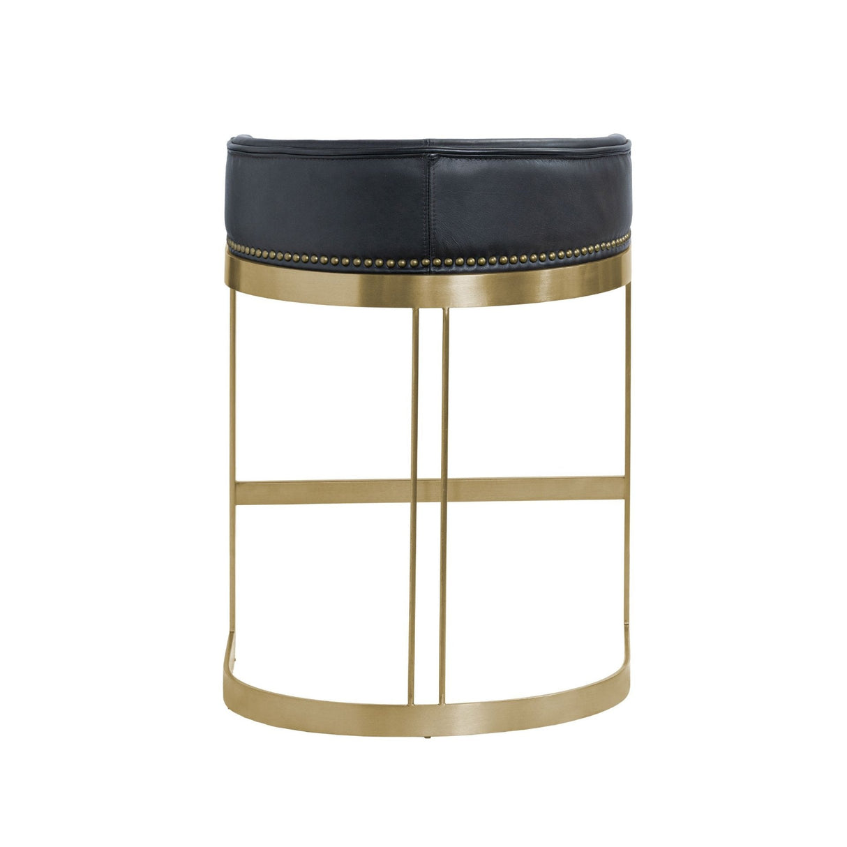 Hollyfield II Black Leather Seat Gold Metal Base Counter Stool by Mercana at Eve Furniture