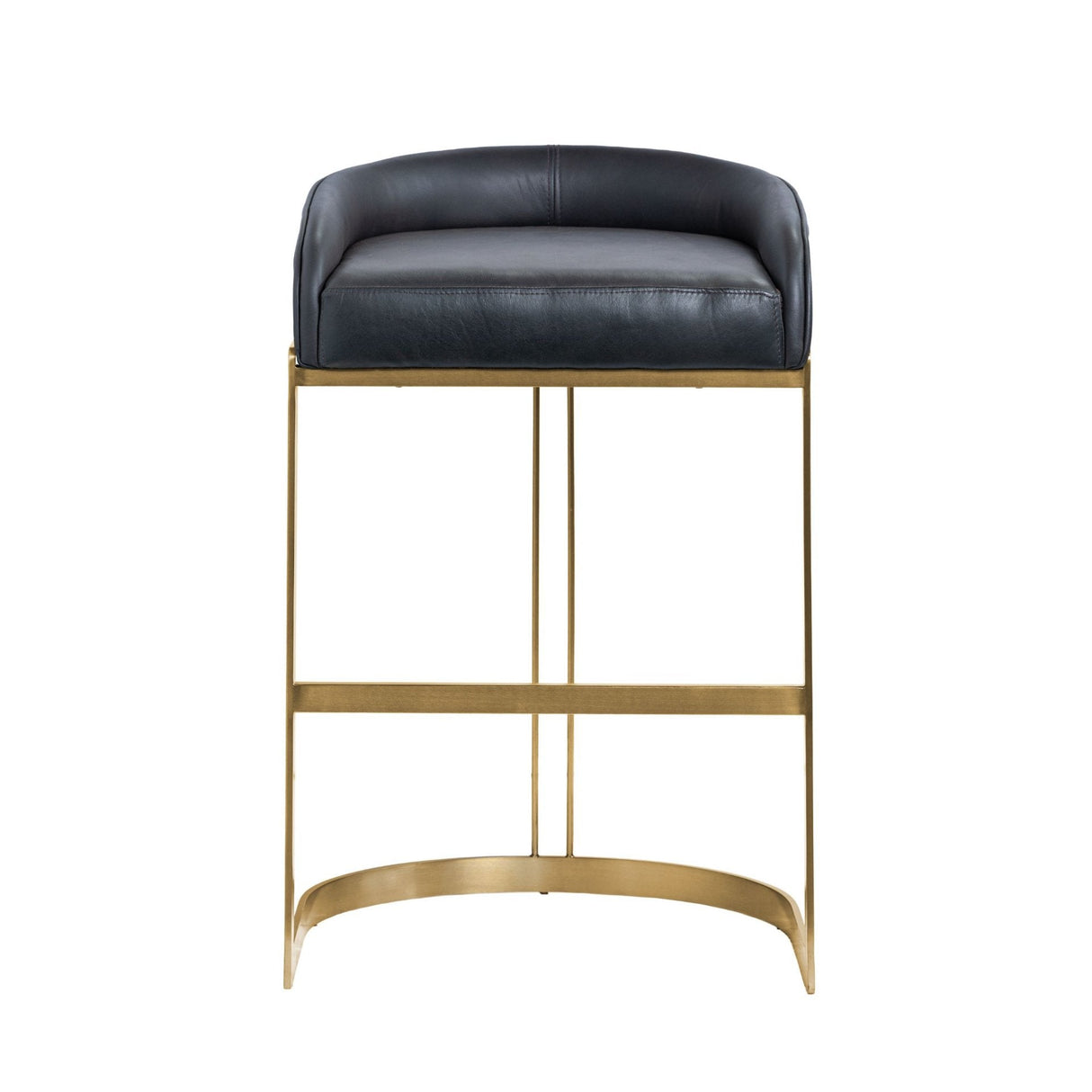 Hollyfield II Black LeatherSeat Gold Metal Base Bar Stool by Mercana at Eve Furniture