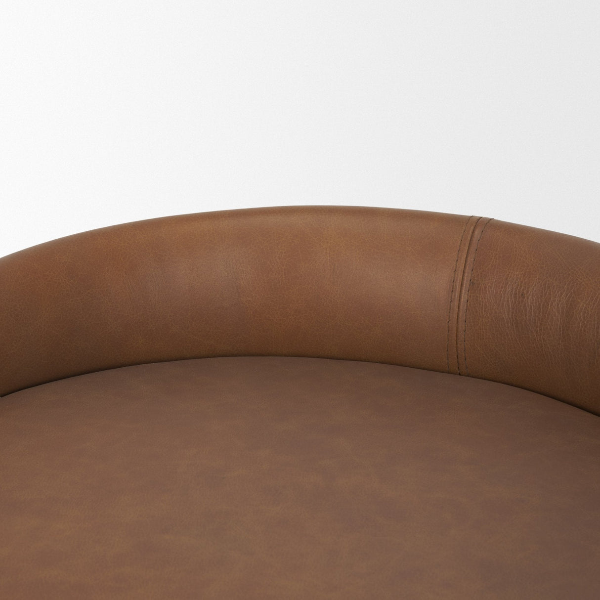 Hollyfield II Brown Leather Seat Gold Metal Base Stool by Mercana at Eve Furniture