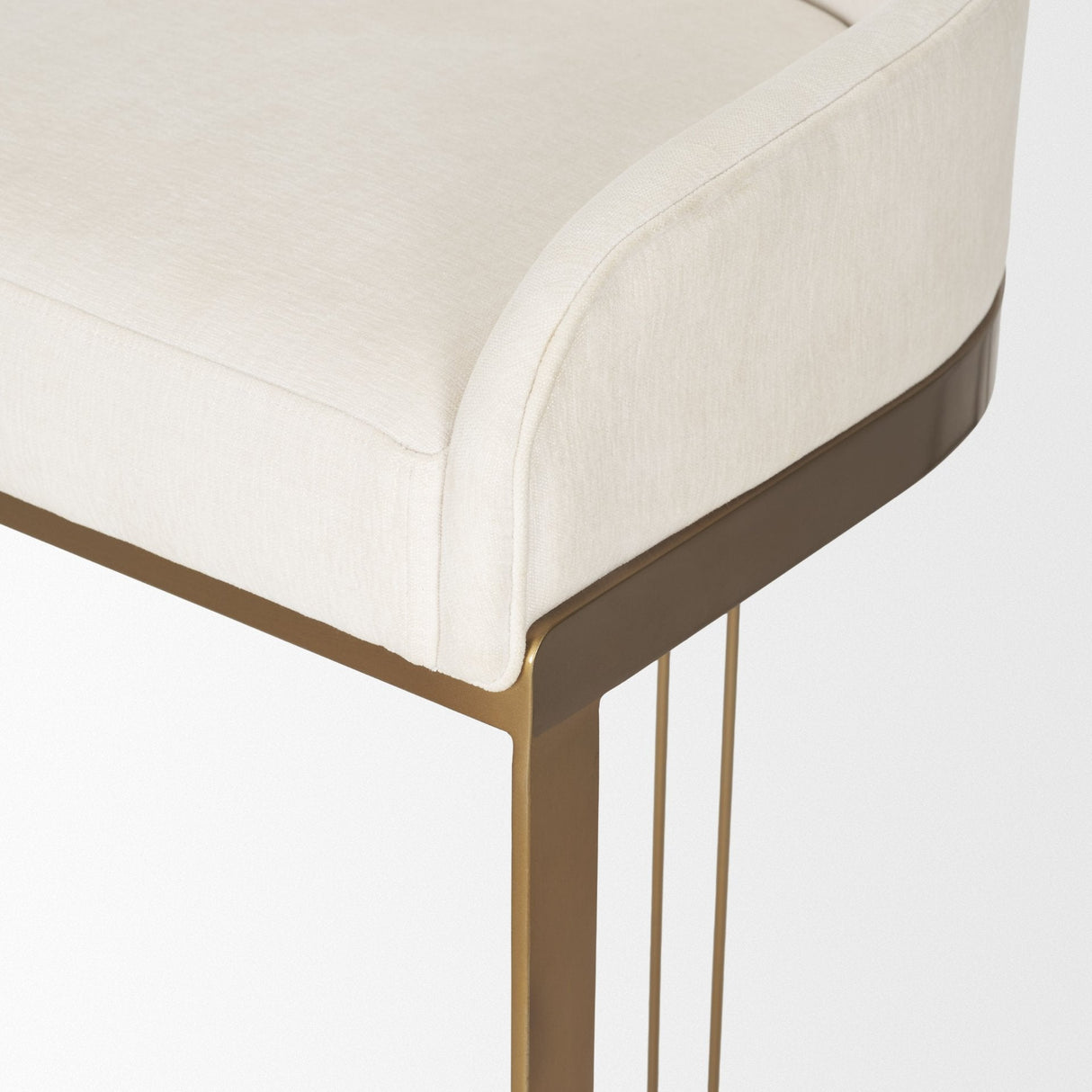 Hollyfield II Cream Fabric Seat W/ Gold Metal Base Bar Stool by Mercana at Eve Furniture