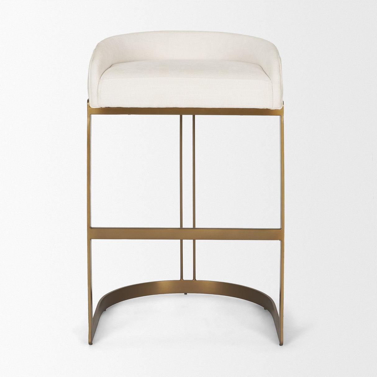 Hollyfield II Cream Fabric Seat W/ Gold Metal Base Bar Stool by Mercana at Eve Furniture