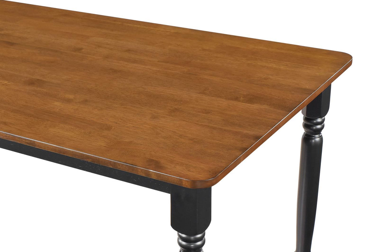 Hollyoak Walnut and Black Farmhouse Rectangular Dining Table with Turned Legs by Coaster at Eve Furniture