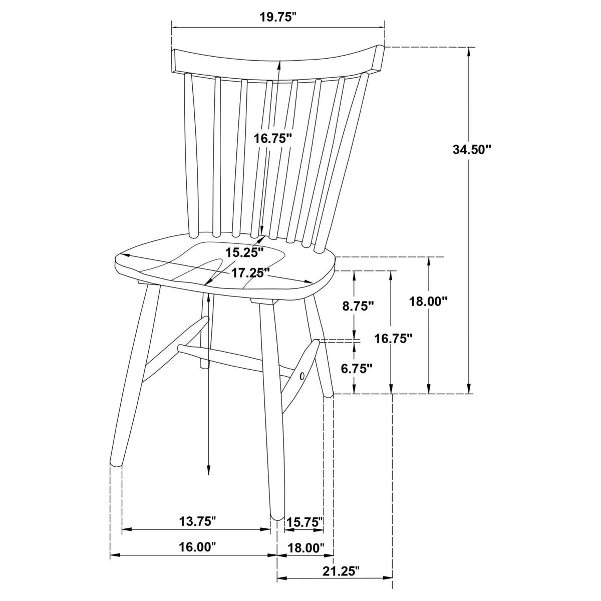 Hollyoak Windsor Spindle Back Dining Side Chairs Black (Set of 2) by Coaster at Eve Furniture