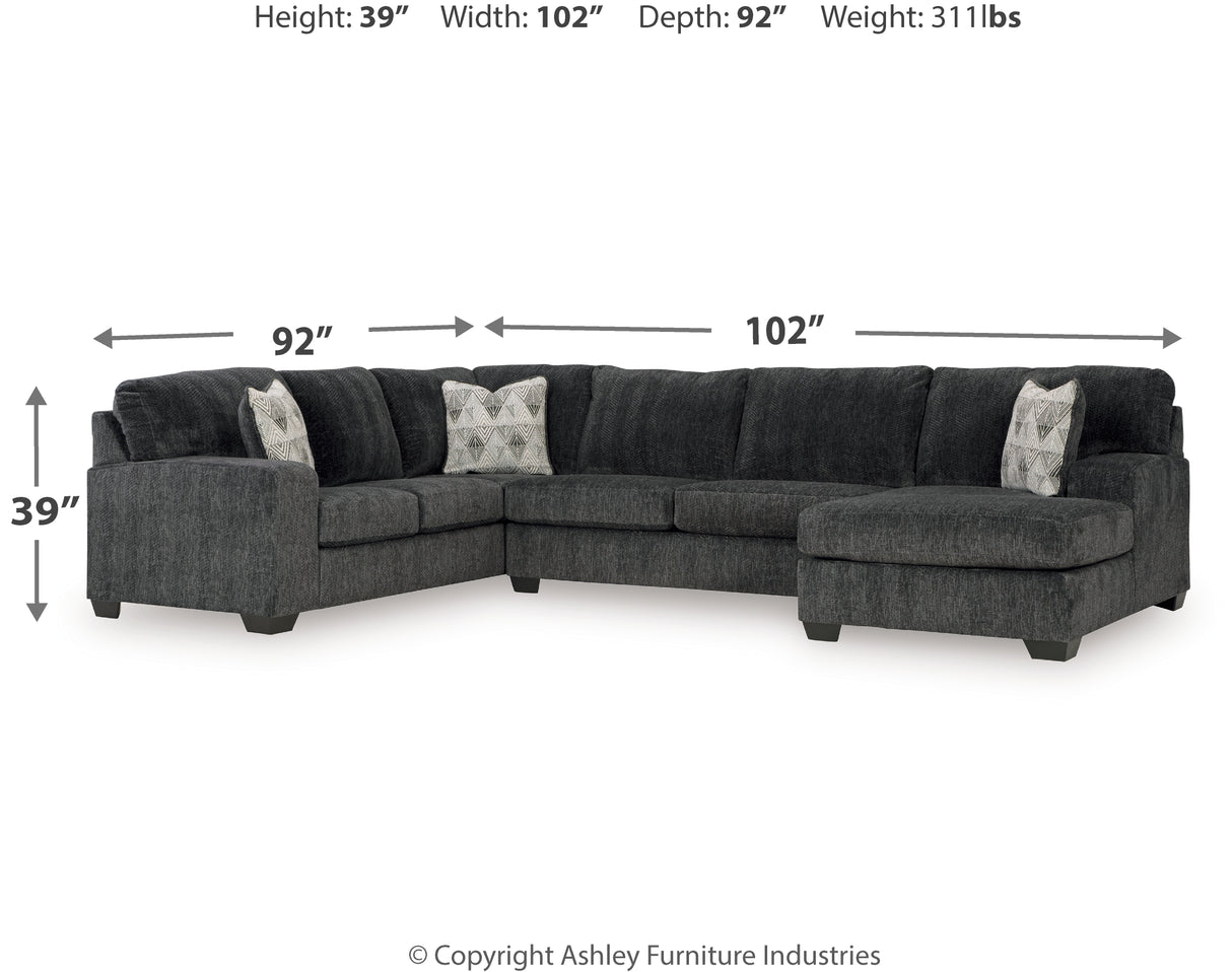Hollyview Shadow 3-Piece Sectional with Chaise by Ashley at Eve Furniture