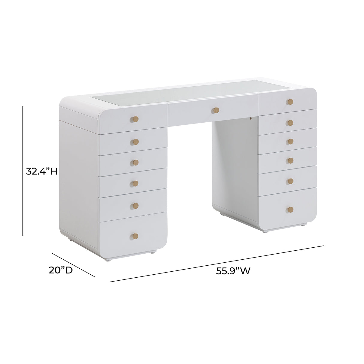 Hollywood 56" White Desk with Vanity Mirror by TOV Furniture at Eve Furniture