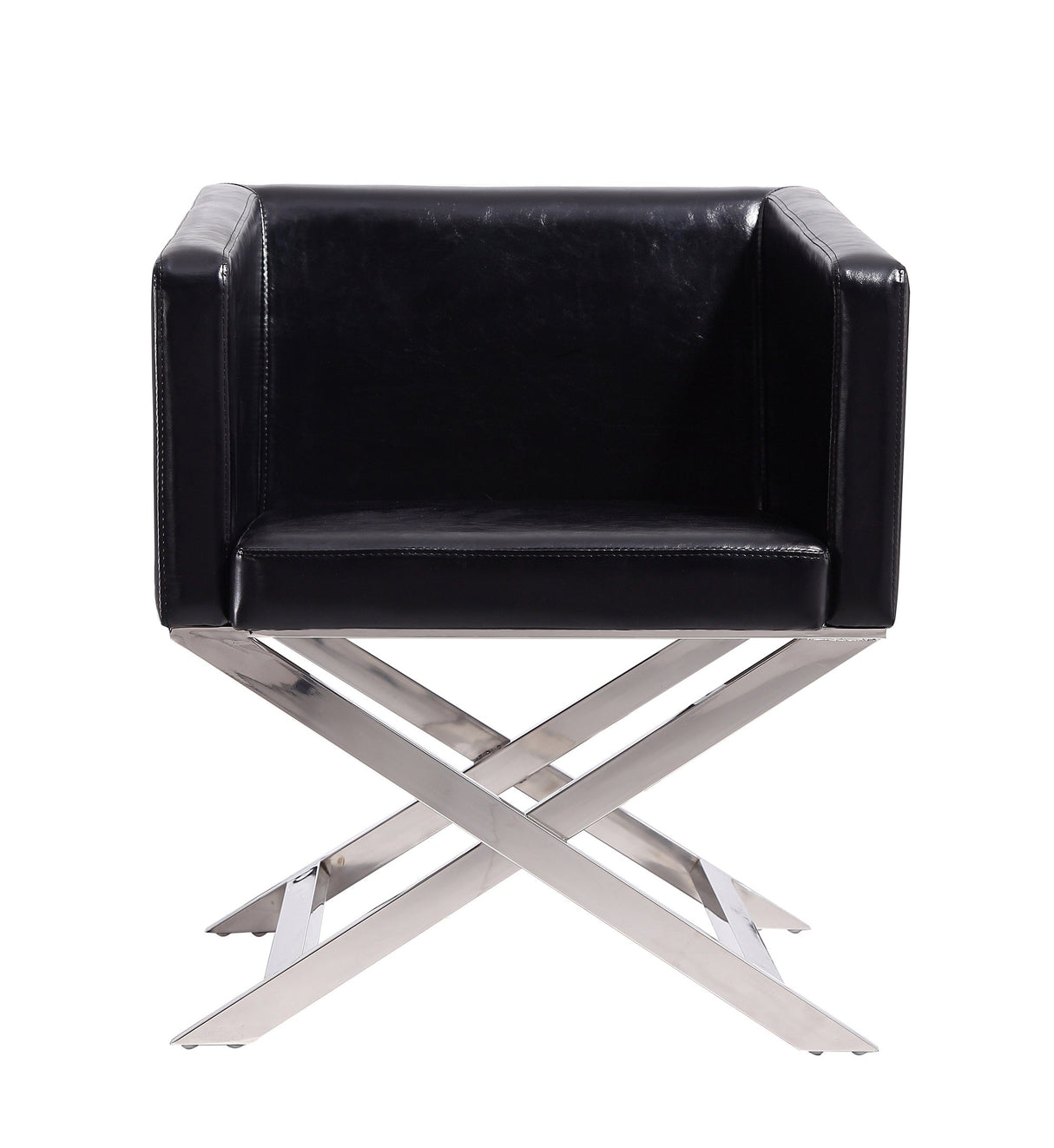 Hollywood Lounge Accent Chair in Black and Polished Chrome by Manhattan Comfort at Eve Furniture