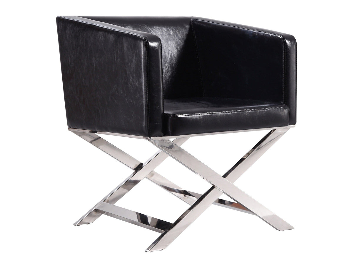 Hollywood Lounge Accent Chair in Black and Polished Chrome by Manhattan Comfort at Eve Furniture