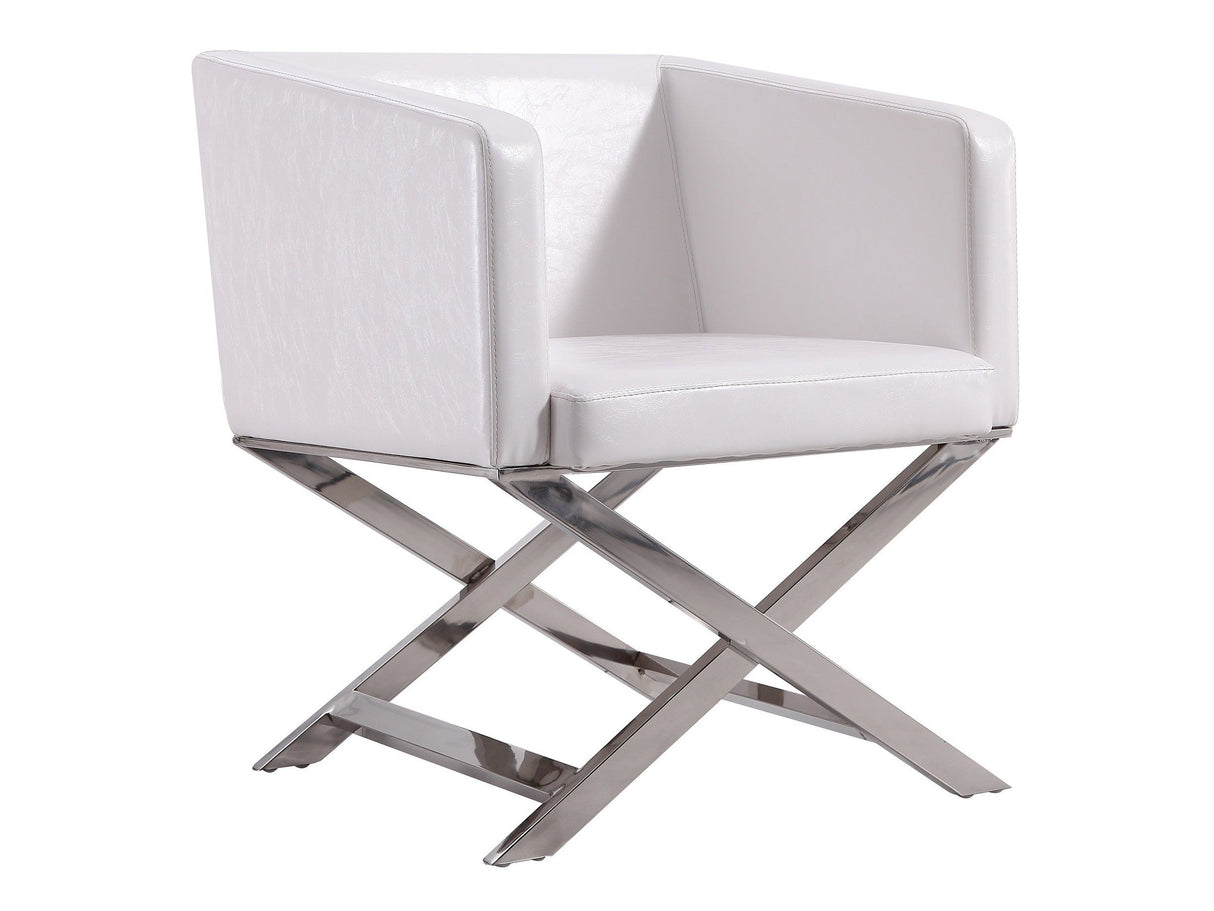 Hollywood Lounge Accent Chair in White and Polished Chrome by Manhattan Comfort at Eve Furniture