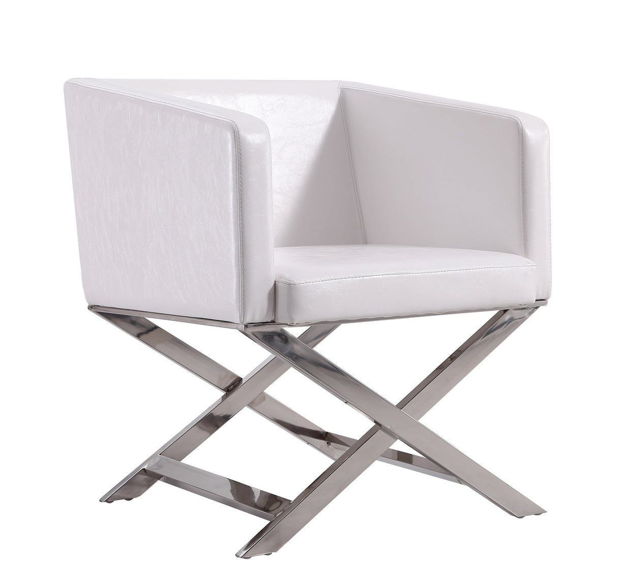 Hollywood Lounge Accent Chair in White and Polished Chrome (set of 2) by Manhattan Comfort at Eve Furniture