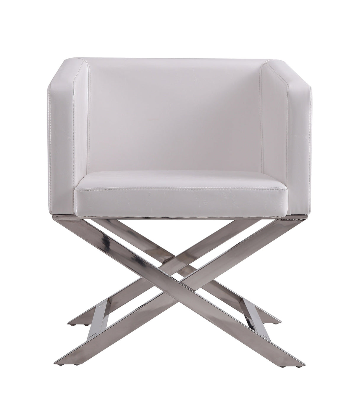 Hollywood Lounge Accent Chair in White and Polished Chrome (set of 2) by Manhattan Comfort at Eve Furniture