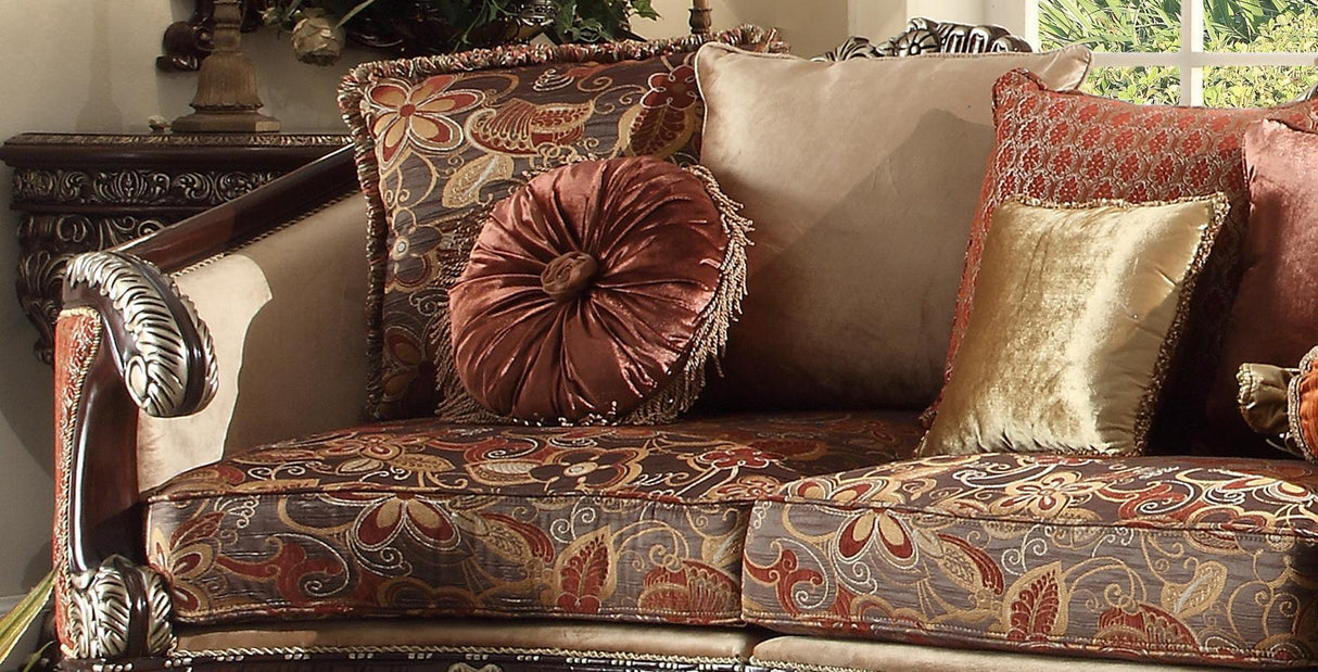 Homey Design HD-111 Dark Red Mahogany Sectional Sofa & 2 Chair (Clearance Sale) by Homey Design at Eve Furniture