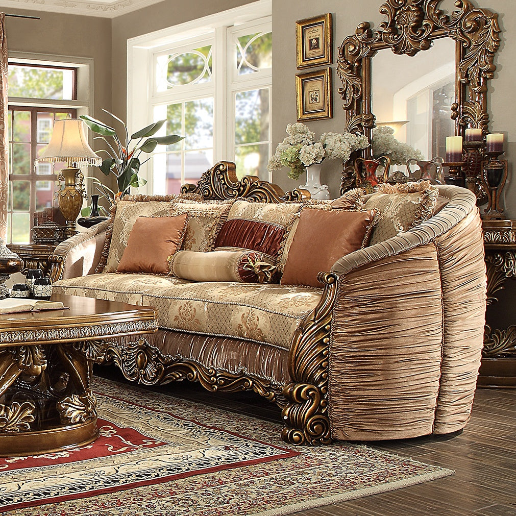 Homey Design HD-1601 in Metallic Antique Gold Sofa by Homey Design at Eve Furniture