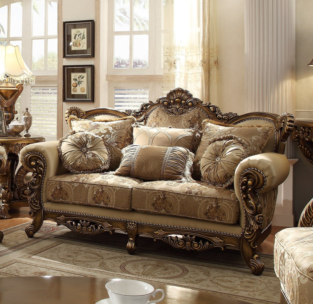 Homey Design HD-506 Metallic Antique Gold/Perfect Brown 3-Piece Set by Homey Design at Eve Furniture