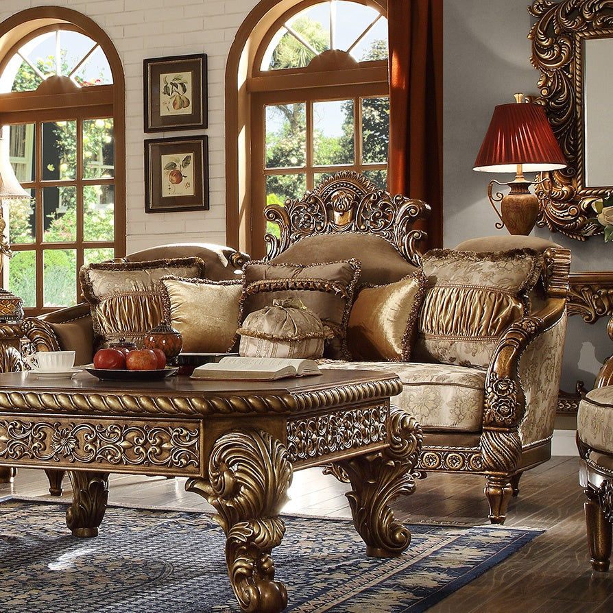 Homey Design HD-610 Metallic Antique Gold Loveseat by Homey Design at Eve Furniture