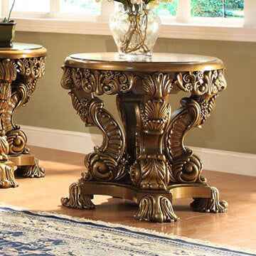 Homey Design HD-8008 Metallic Antique Gold Perfect Brown End Table by Homey Design at Eve Furniture