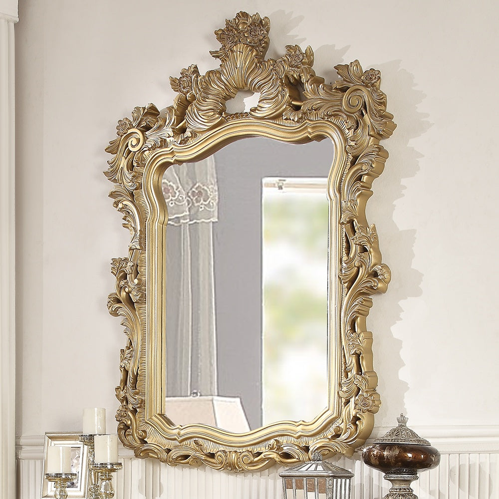 Homey Design HD-8016 Metallic Bright Gold Mirror by Homey Design at Eve Furniture