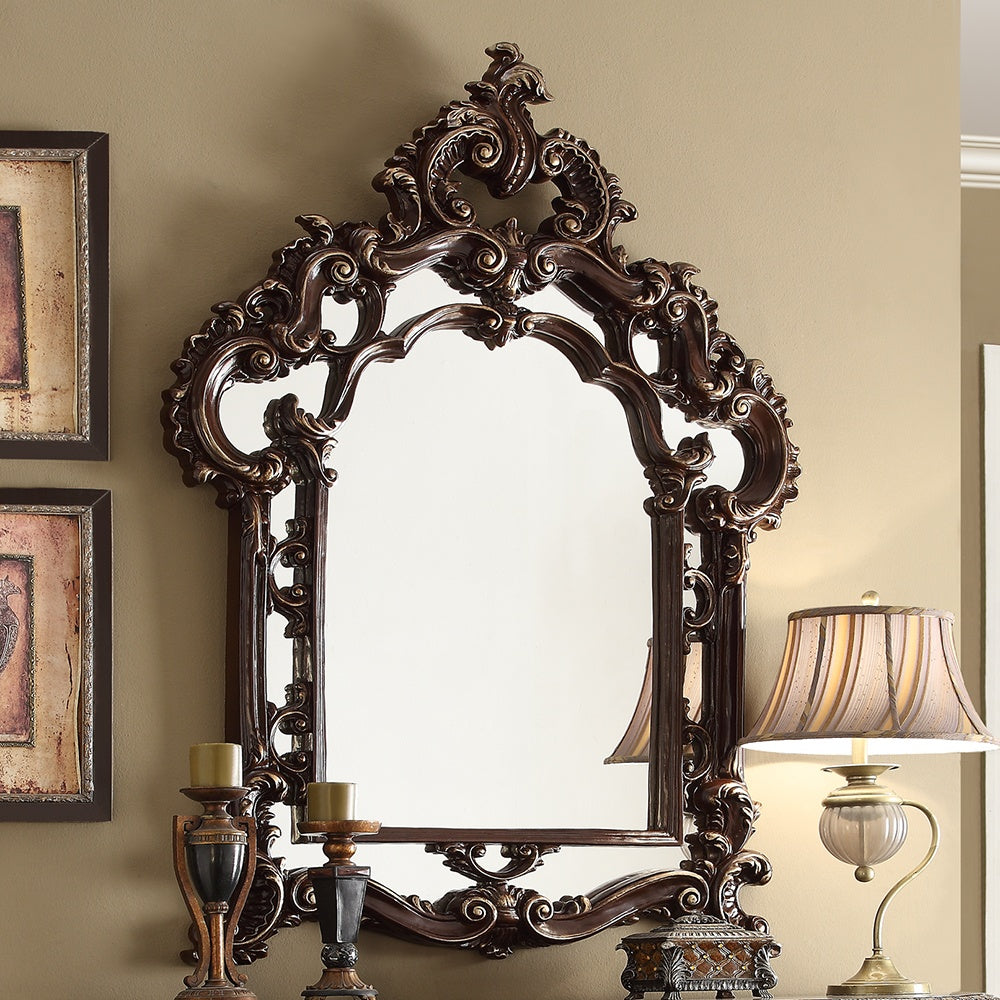 Homey Design HD-8017 Brown Metallic Silver Mirror by Homey Design at Eve Furniture