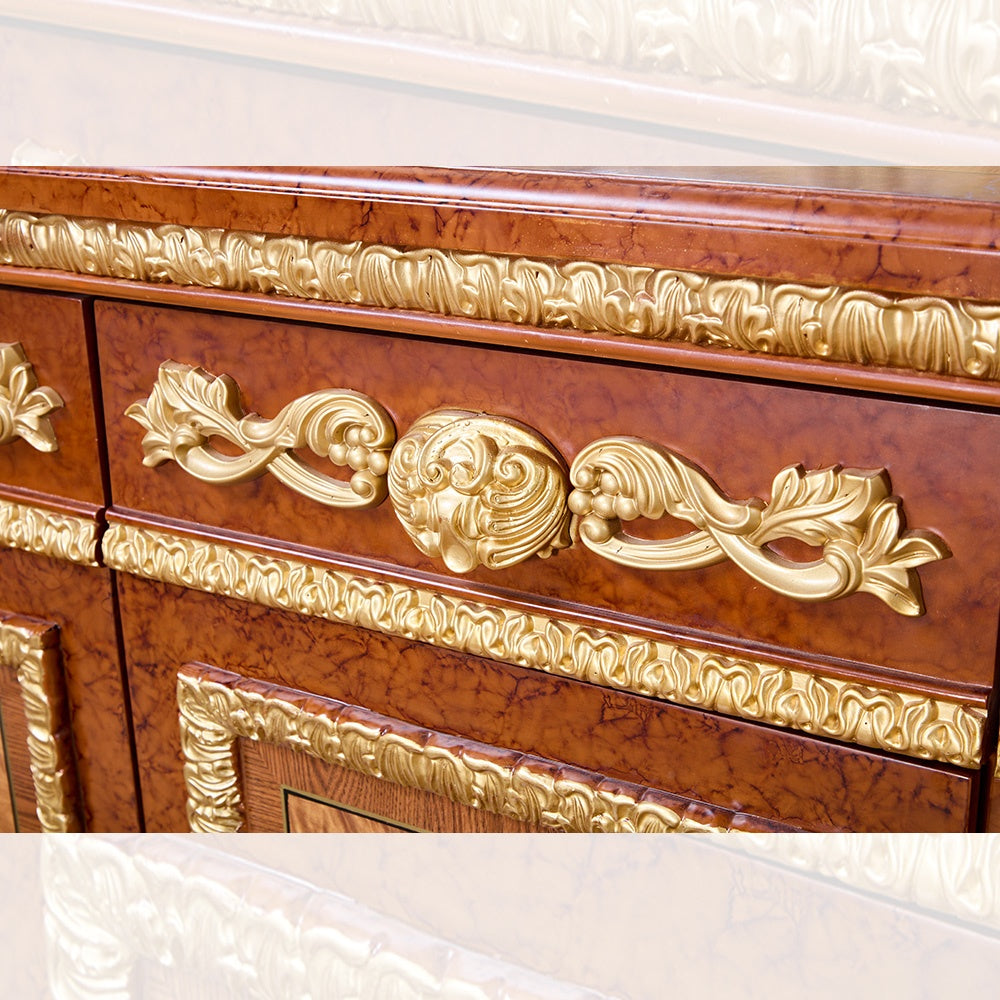Homey Design HD-8024 Cherry Metallic Gold Buffet by Homey Design at Eve Furniture