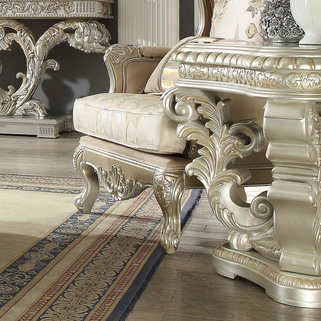 Homey Design HD-8088 Metallic Silver Gold Highlights End Table by Homey Design at Eve Furniture