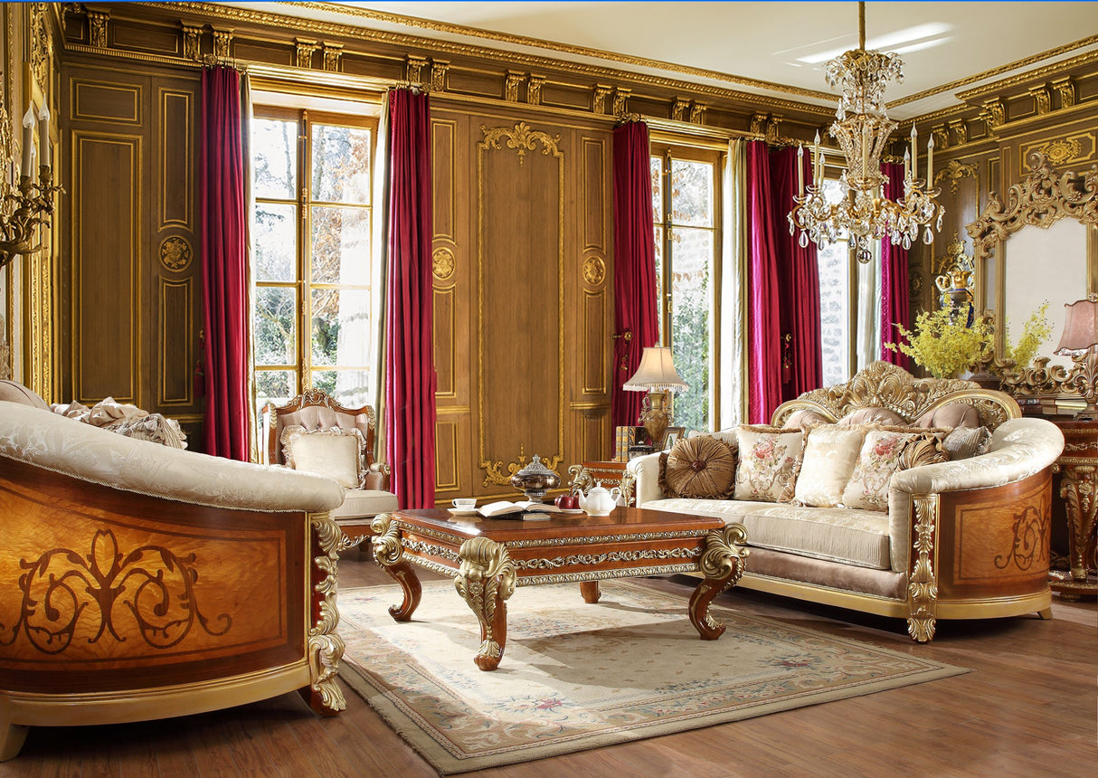Homey Design HD-821 Rich Brown & Metallic Bright Gold Accent 3-Piece Set by Homey Design at Eve Furniture