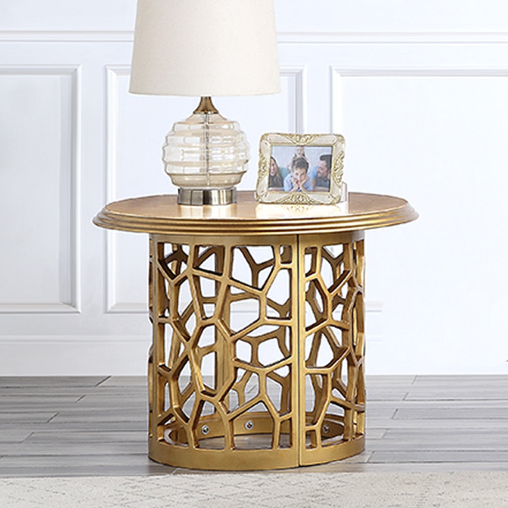 Homey Design HD-8913G Gold 3-Piece Coffee Table Set