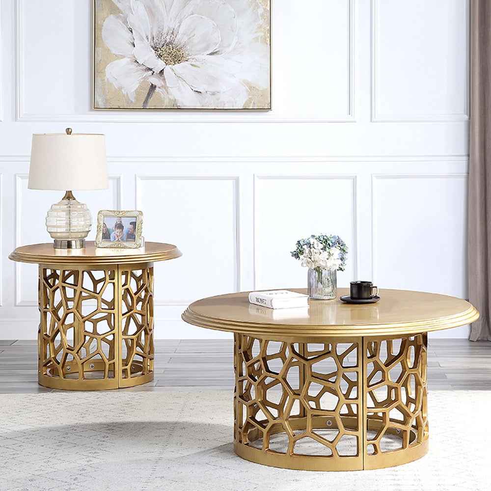 Homey Design HD-8913G Gold End Table by Homey Design at Eve Furniture