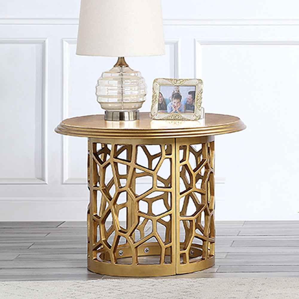 Homey Design HD-8913G Gold End Table by Homey Design at Eve Furniture