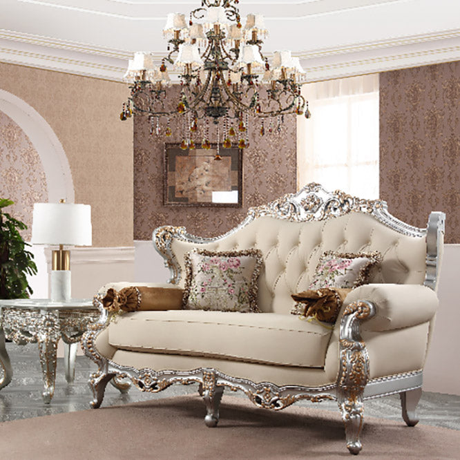 Homey Design HD-91633 Metallic Silver w/ Antique Gold Trim Loveseat by Homey Design at Eve Furniture