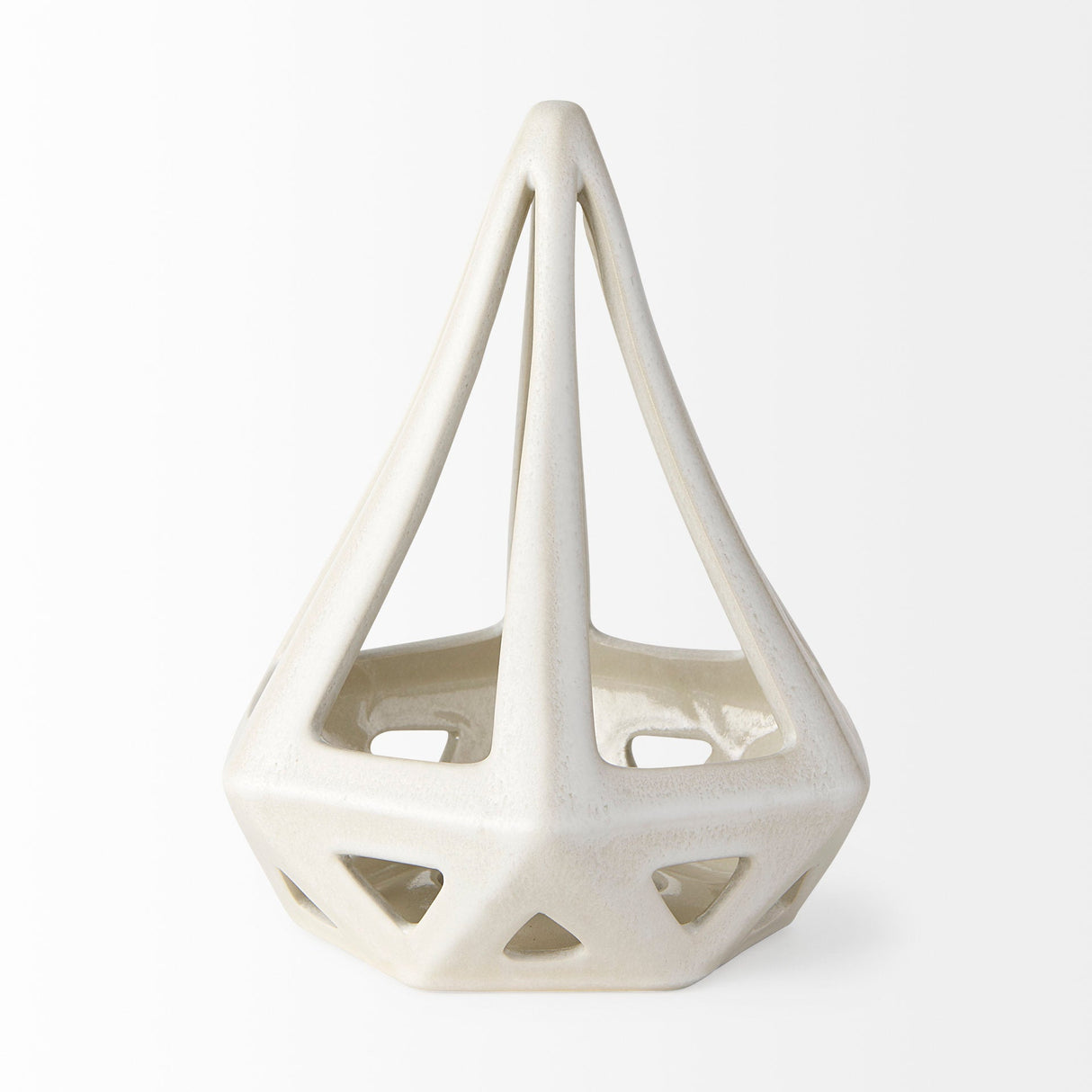 Hood 7.7L x 7.7W x 9.4H White Geometric Ceramic Object by Mercana at Eve Furniture
