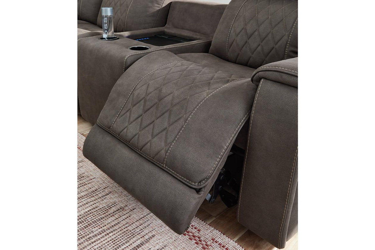 Hoopster Gunmetal 6-Piece Power Reclining Sectional by Ashley at Eve Furniture