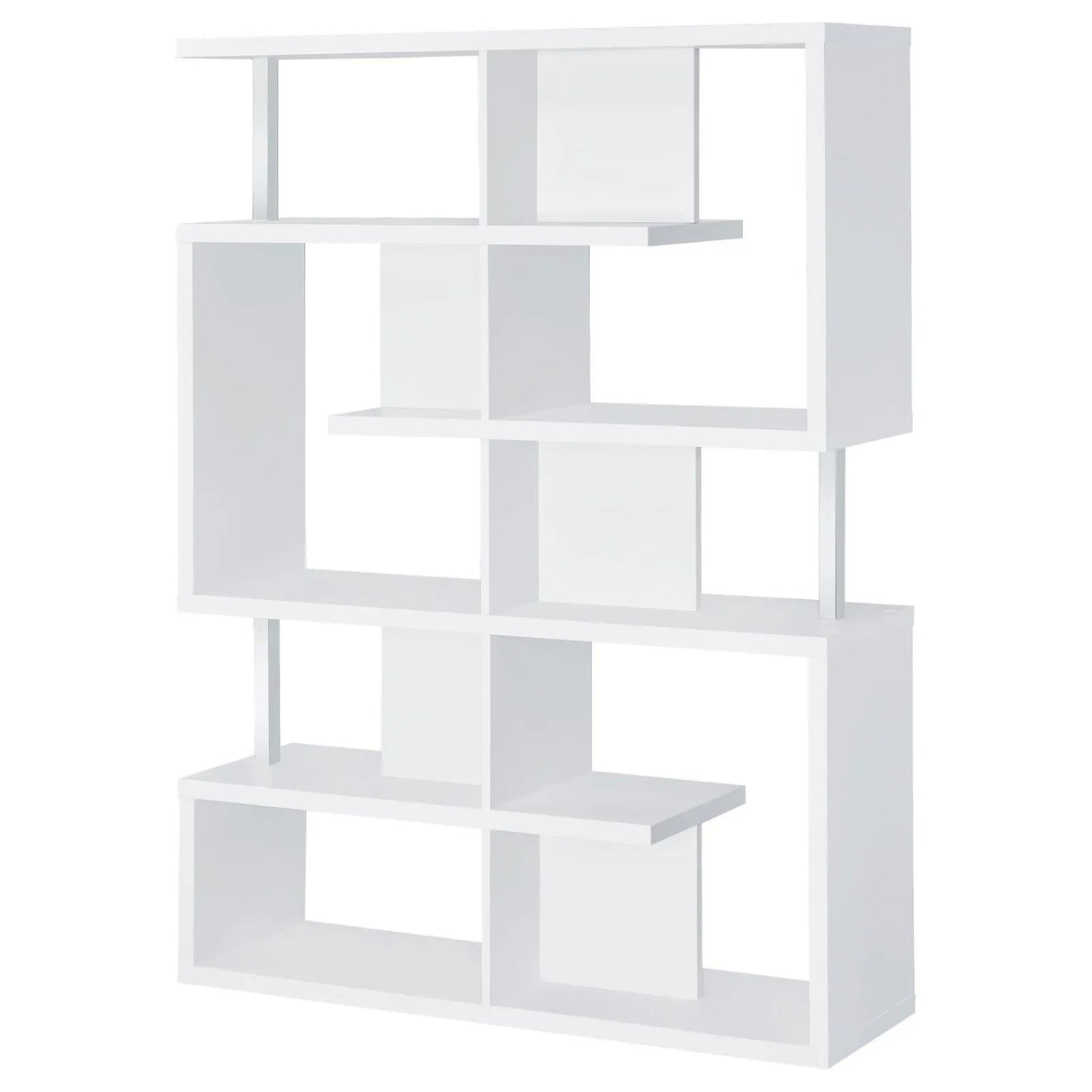 Hoover White/Chrome 5-Tier Bookcase by Coaster at Eve Furniture