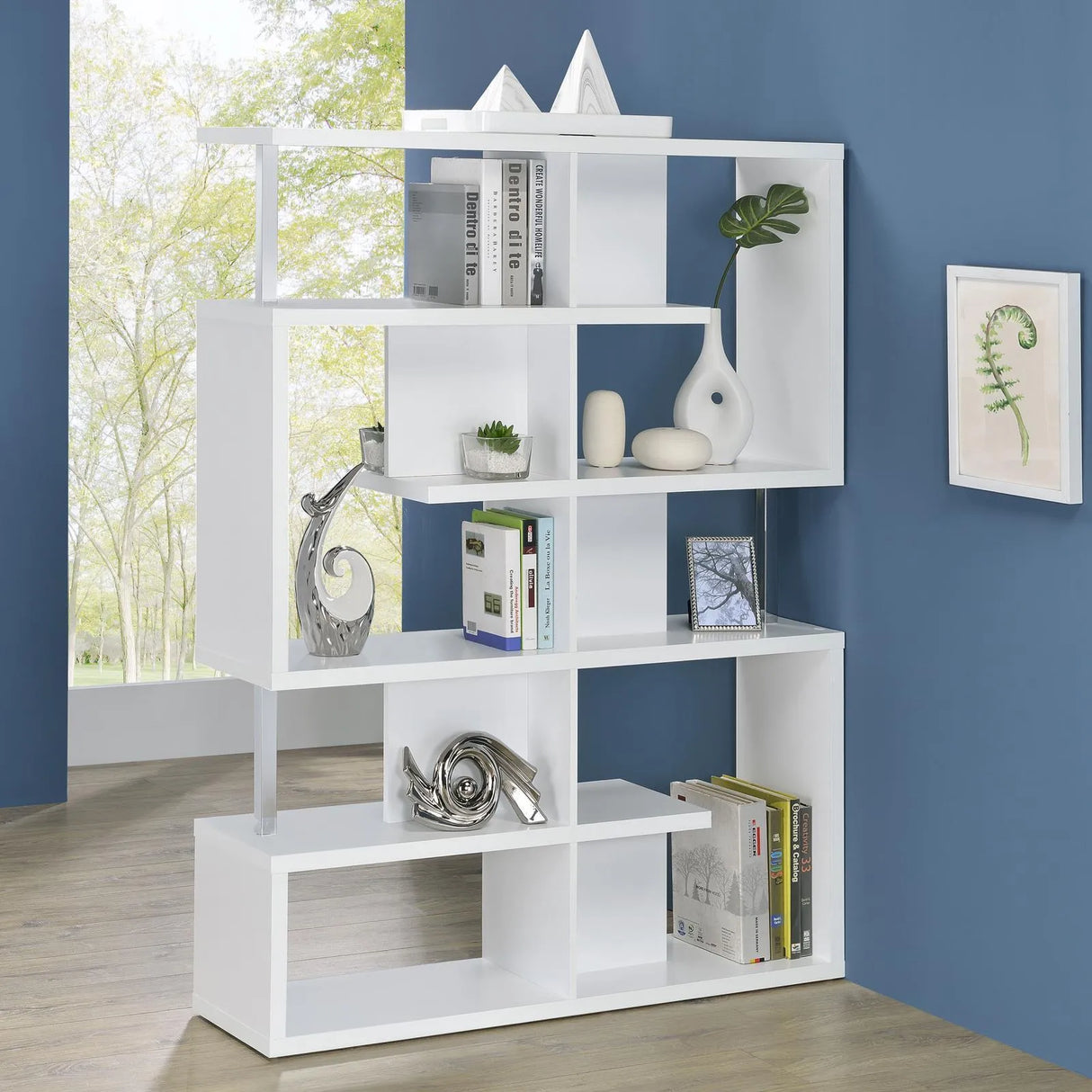 Hoover White/Chrome 5-Tier Bookcase by Coaster at Eve Furniture