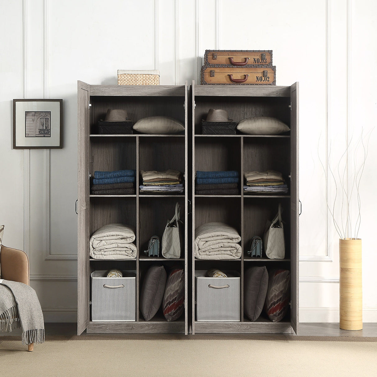 Hopkins Storage Closet 2.0 in Grey (set of 2) by Manhattan Comfort at Eve Furniture