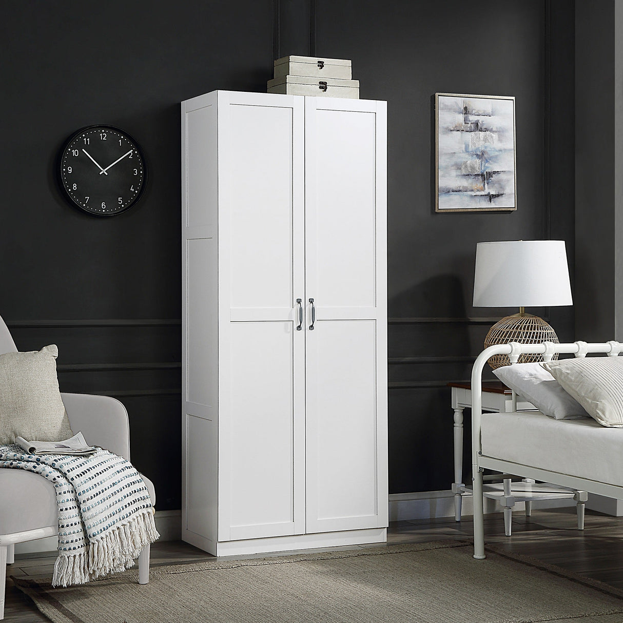 Hopkins Storage Closet 2.0 in White by Manhattan Comfort at Eve Furniture