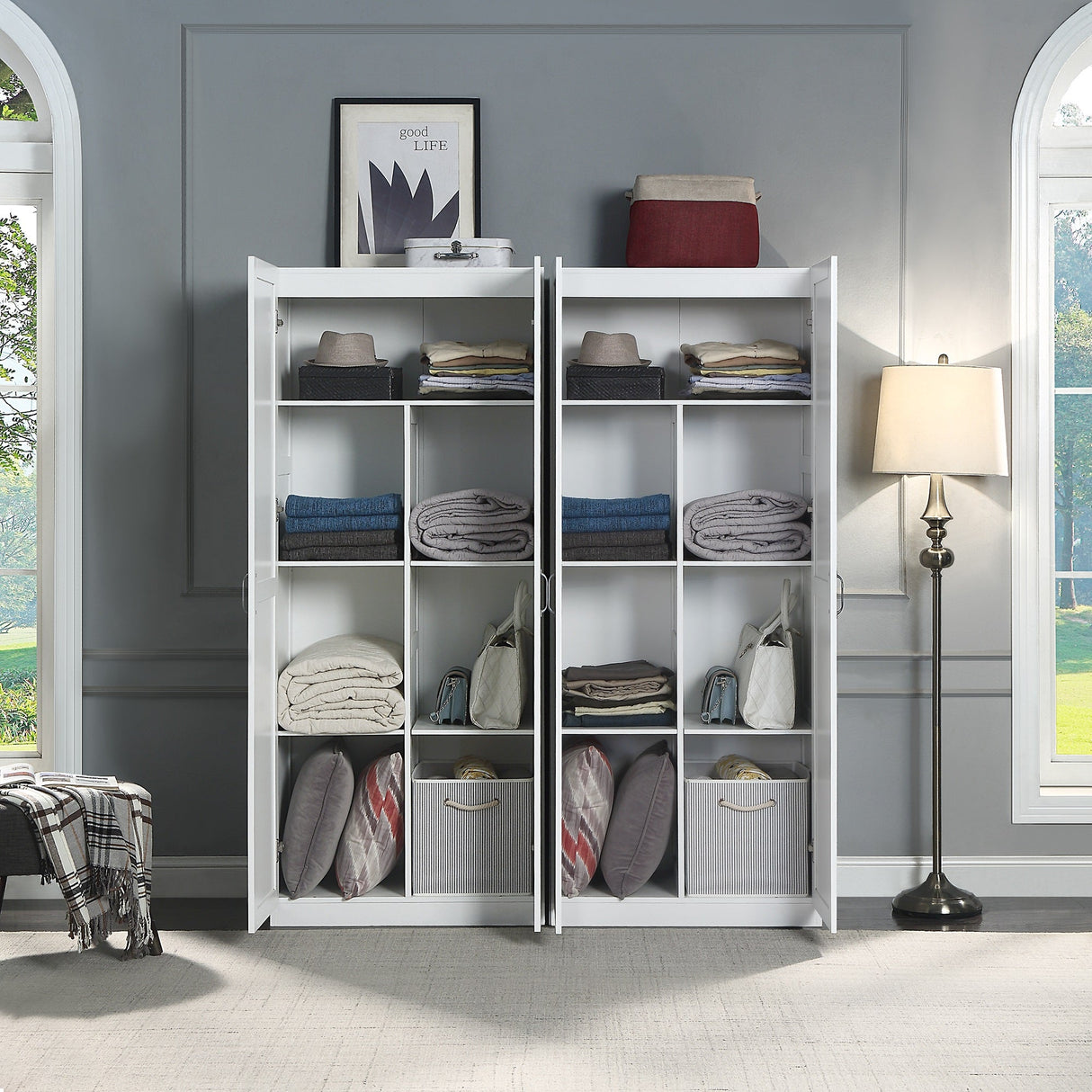 Hopkins Storage Closet 2.0 in White (set of 2) by Manhattan Comfort at Eve Furniture