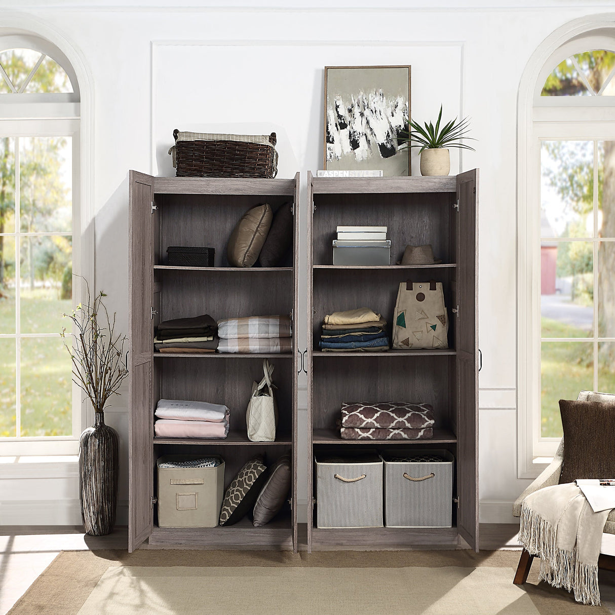 Hopkins Storage Closet 3.0 in Grey (set of 2) by Manhattan Comfort at Eve Furniture