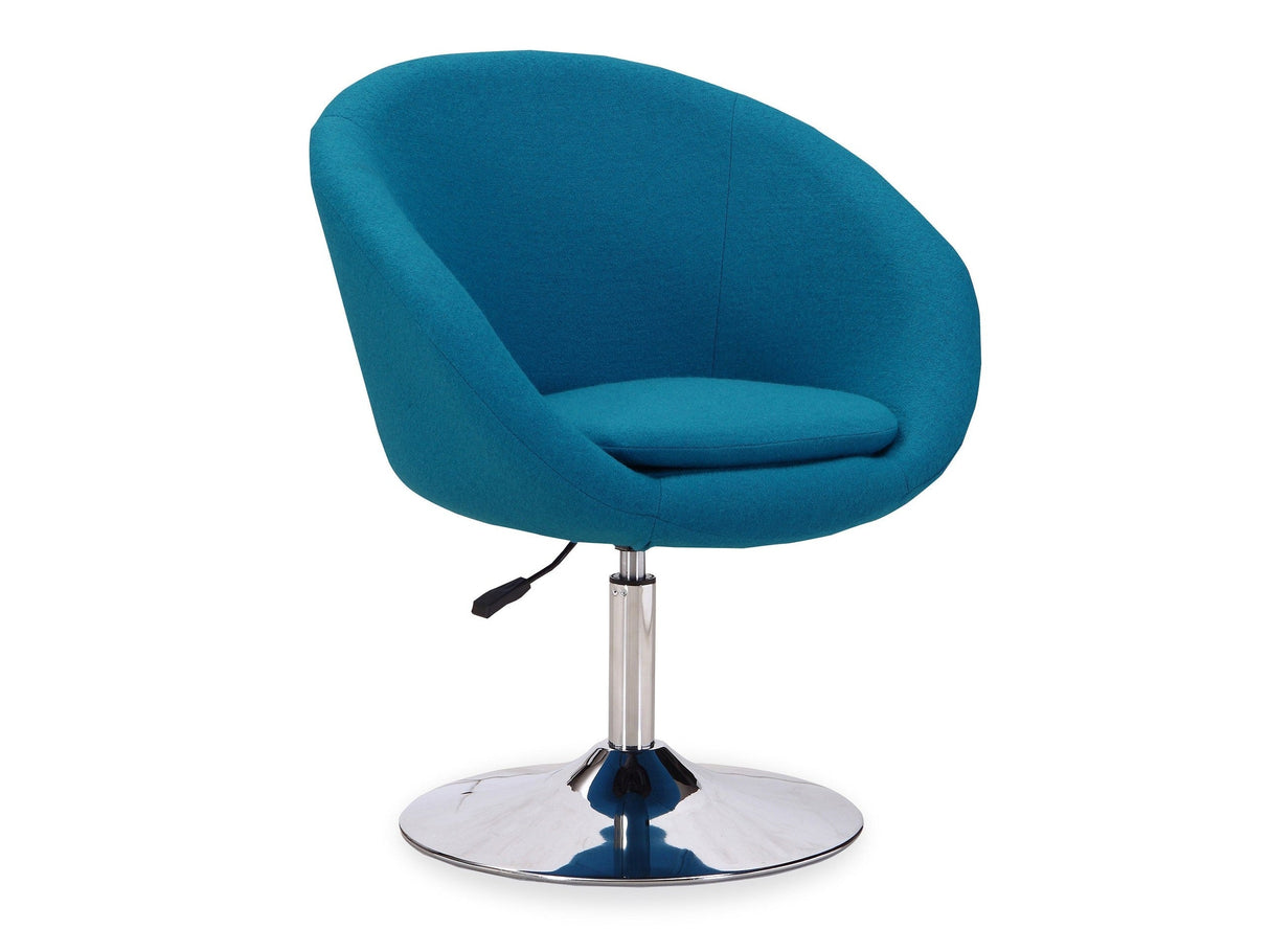 Hopper Swivel Adjustable Height Chair in Blue and Polished Chrome by Manhattan Comfort at Eve Furniture