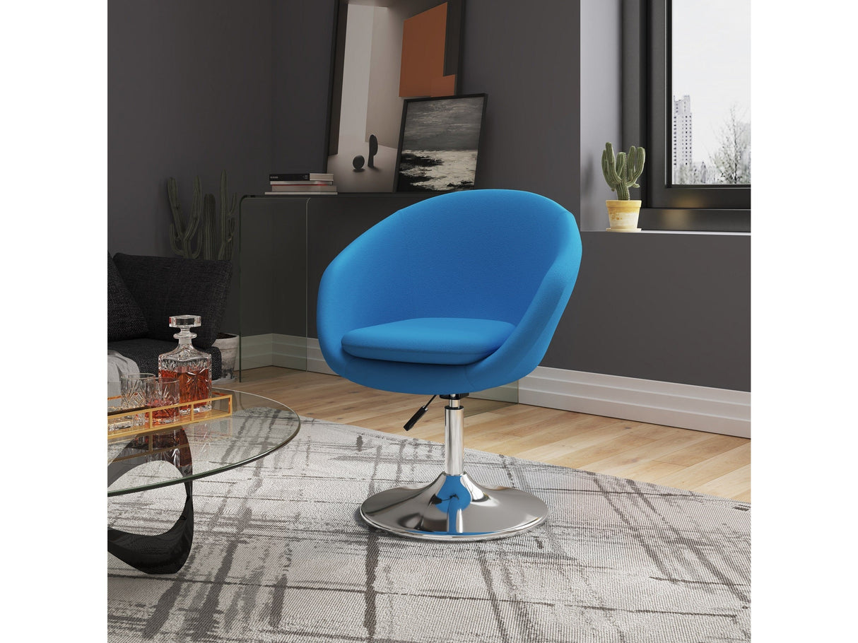 Hopper Swivel Adjustable Height Chair in Blue and Polished Chrome (set of 2) by Manhattan Comfort at Eve Furniture