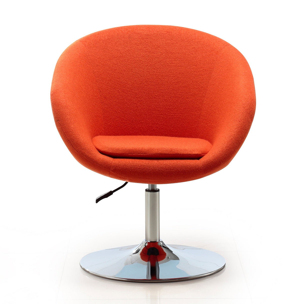Hopper Swivel Adjustable Height Chair in Orange and Polished Chrome (Set of 2) by Manhattan Comfort at Eve Furniture