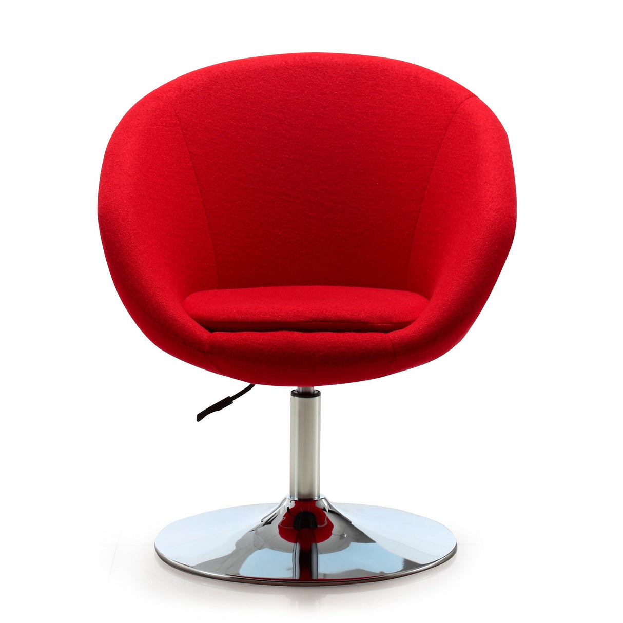 Hopper Swivel Adjustable Height Chair in Red and Polished Chrome by Manhattan Comfort at Eve Furniture