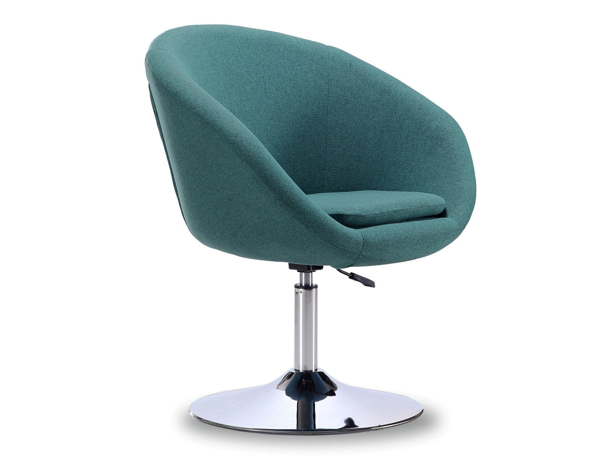 Hopper Swivel Adjustable Height Chair in Sky Blue and Polished Chrome by Manhattan Comfort at Eve Furniture
