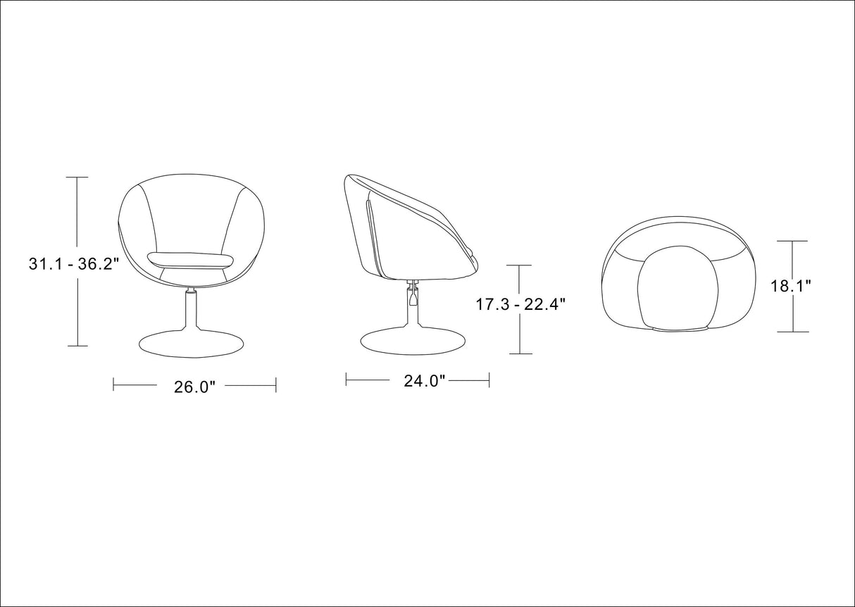 Hopper Swivel Adjustable Height Faux Leather Chair in Black and Polished Chrome by Manhattan Comfort at Eve Furniture