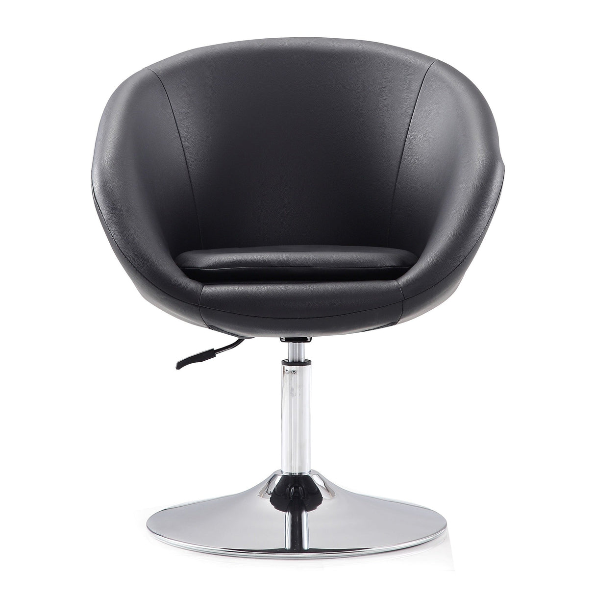 Hopper Swivel Adjustable Height Faux Leather Chair in Black and Polished Chrome by Manhattan Comfort at Eve Furniture