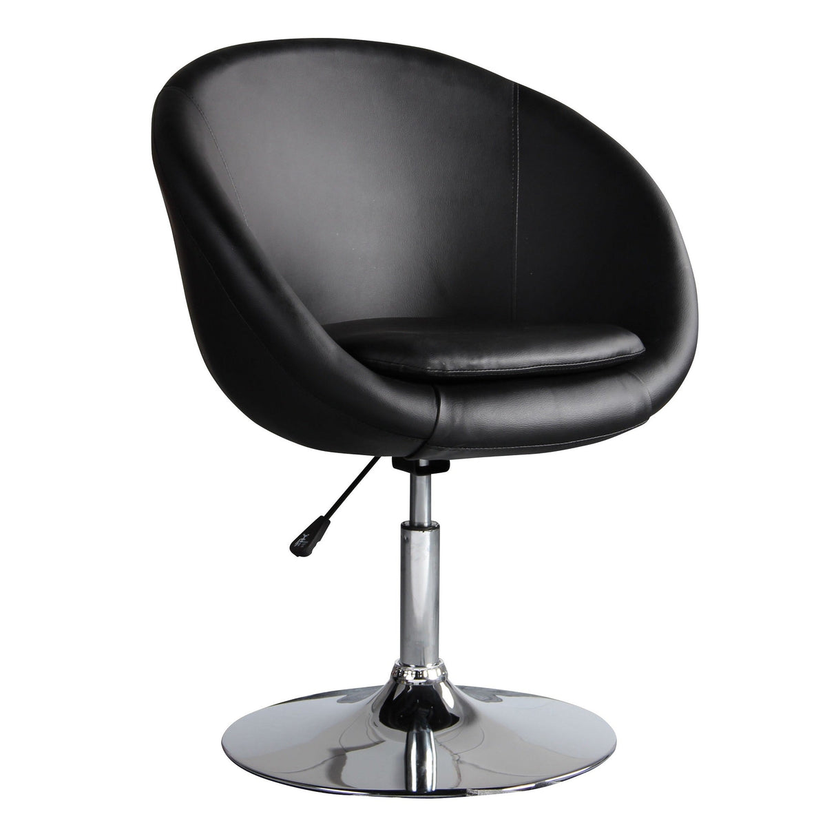 Hopper Swivel Adjustable Height Faux Leather Chair in Black and Polished Chrome by Manhattan Comfort at Eve Furniture