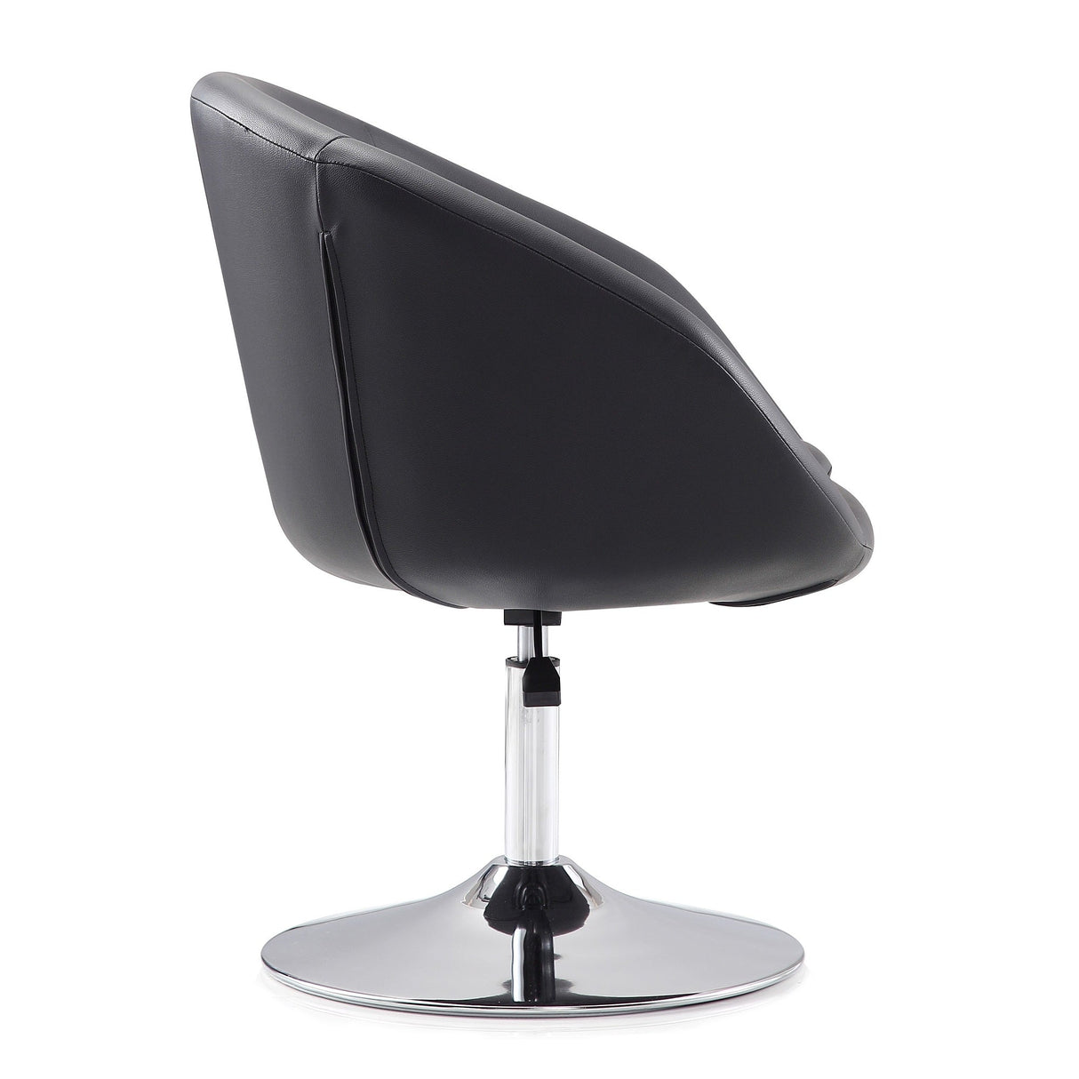Hopper Swivel Adjustable Height Faux Leather Chair in Black and Polished Chrome by Manhattan Comfort at Eve Furniture