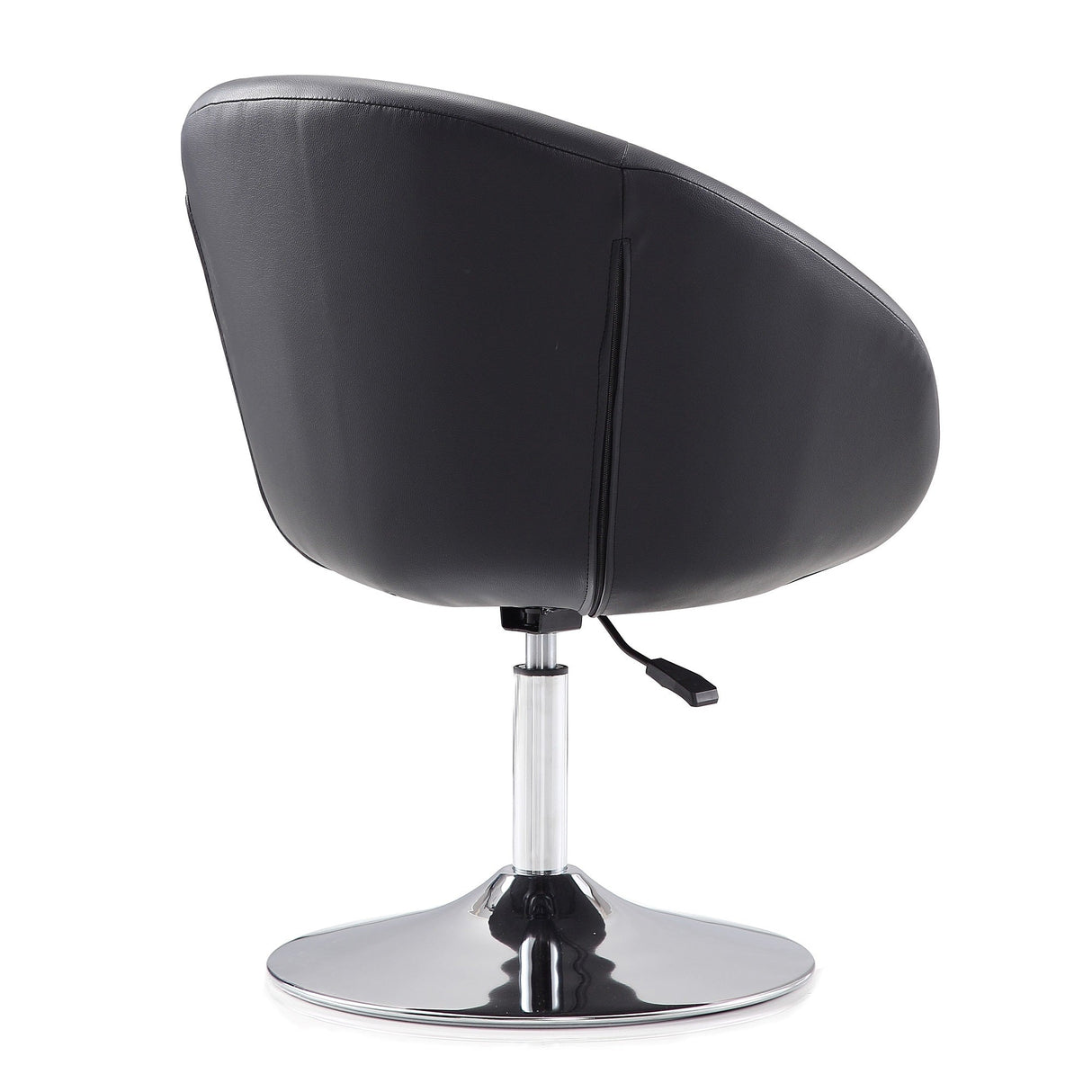 Hopper Swivel Adjustable Height Faux Leather Chair in Black and Polished Chrome by Manhattan Comfort at Eve Furniture