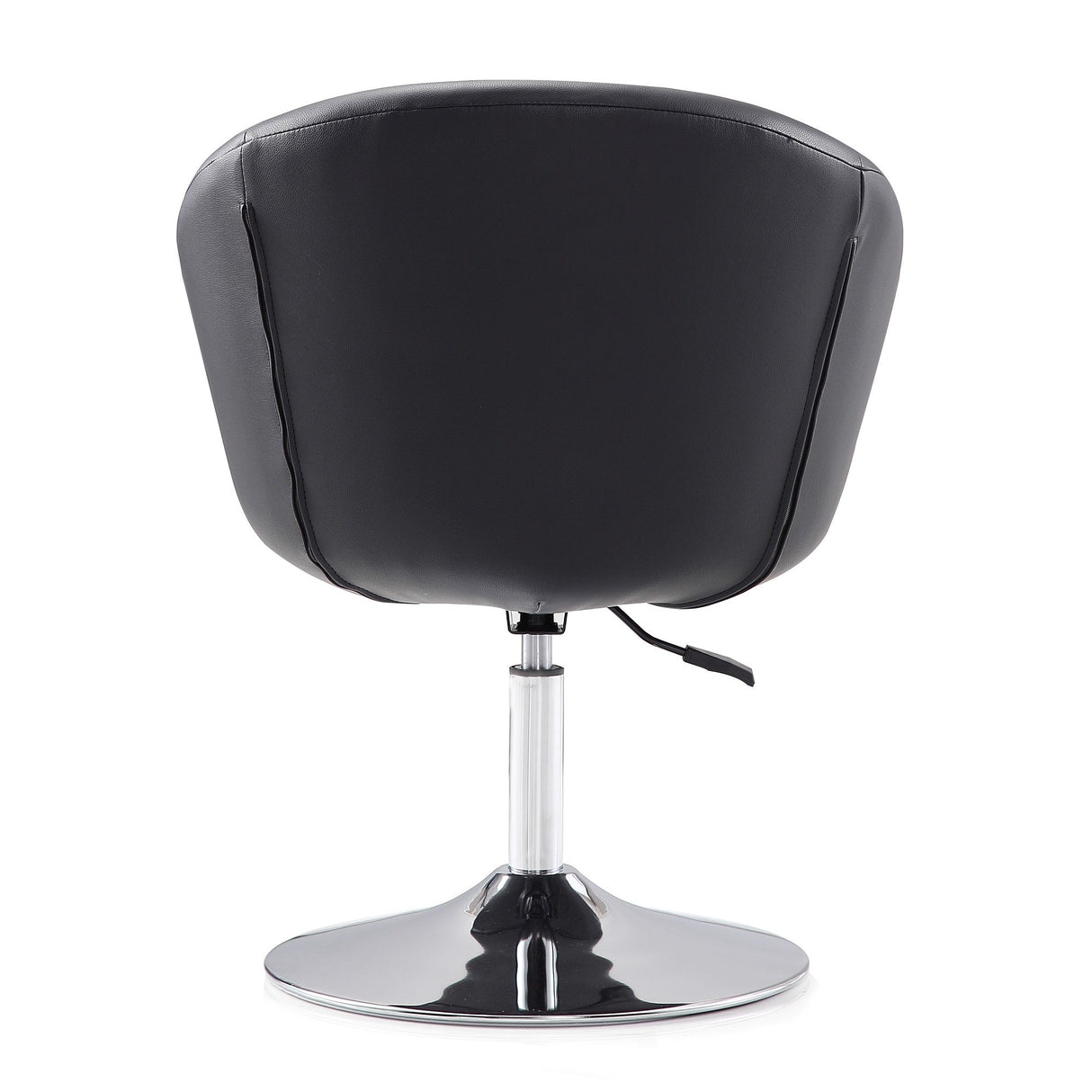 Hopper Swivel Adjustable Height Faux Leather Chair in Black and Polished Chrome by Manhattan Comfort at Eve Furniture
