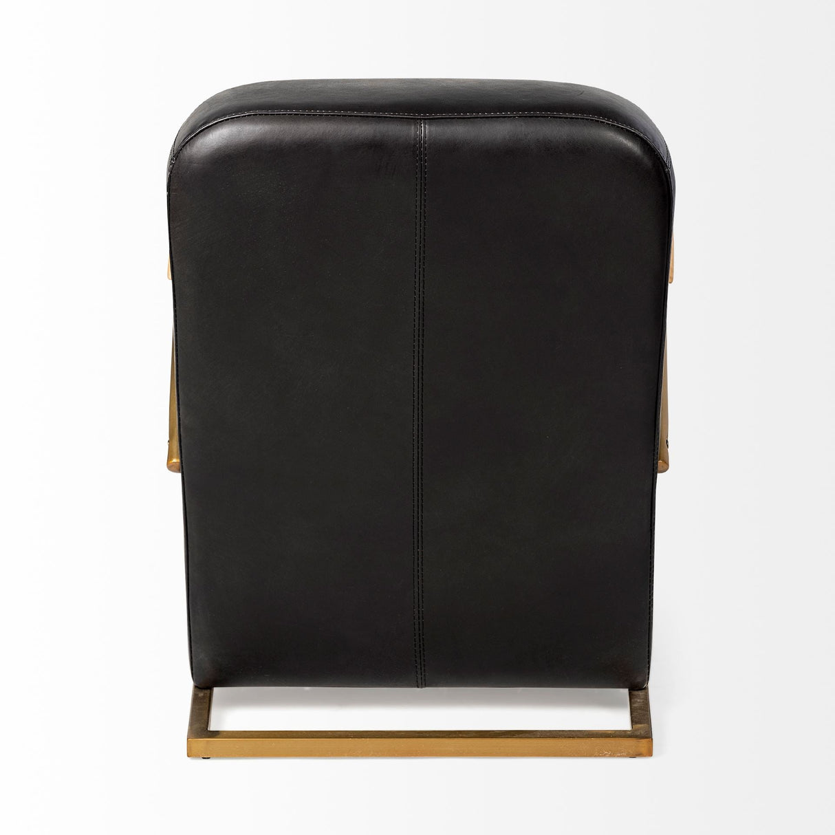 Horace I Black Leather Diamond Pattern w/Gold Iron Frame Accent Chair by Mercana at Eve Furniture