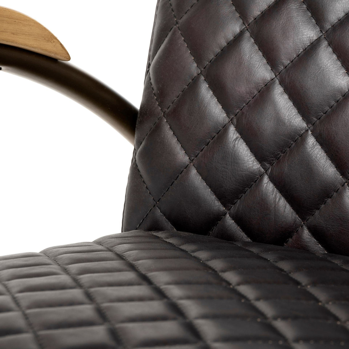 Horace I Black Leather Diamond Pattern w/Gold Iron Frame Accent Chair by Mercana at Eve Furniture